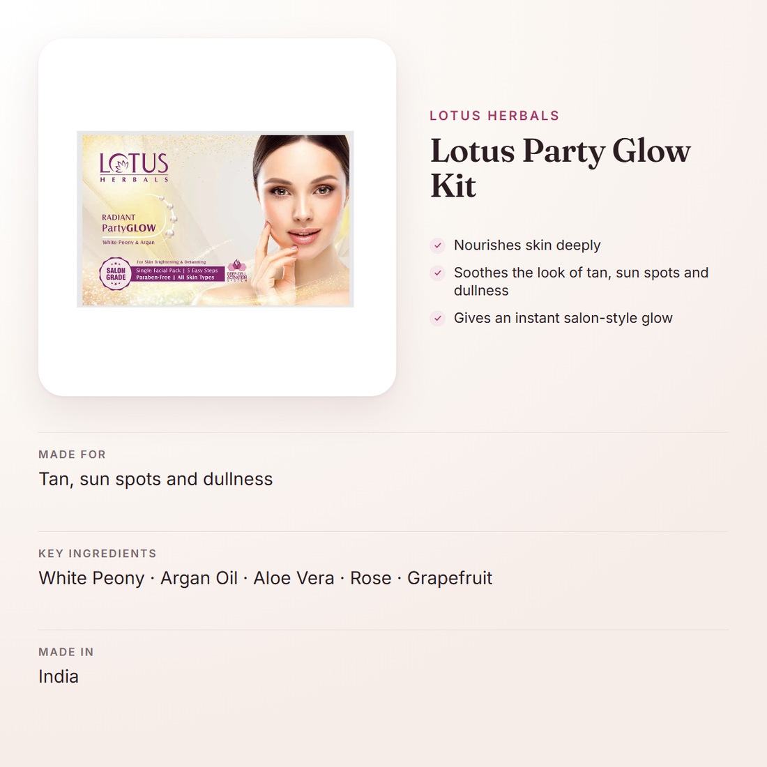 Lotus Herbals Lotus Party Glow Kit – at a glance: what it is for, who it suits and key ingredients