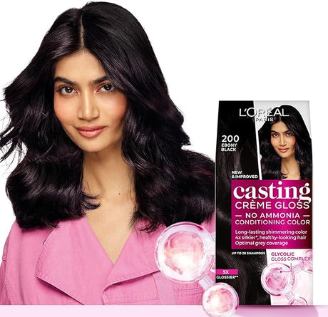 L'Oréal Paris Casting Crème Gloss Hair Colour - 200 Ebony Black (87.5g + 72ml)