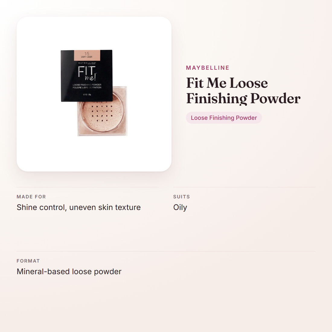 Maybelline Fit Me Loose Finishing Powder – at a glance: what it is for, who it suits and key ingredients