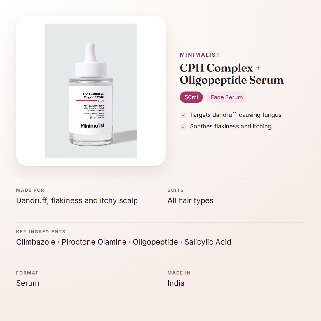 Minimalist CPH Complex + Oligopeptide Serum (50ml) – at a glance: what it is for, who it suits and key ingredients