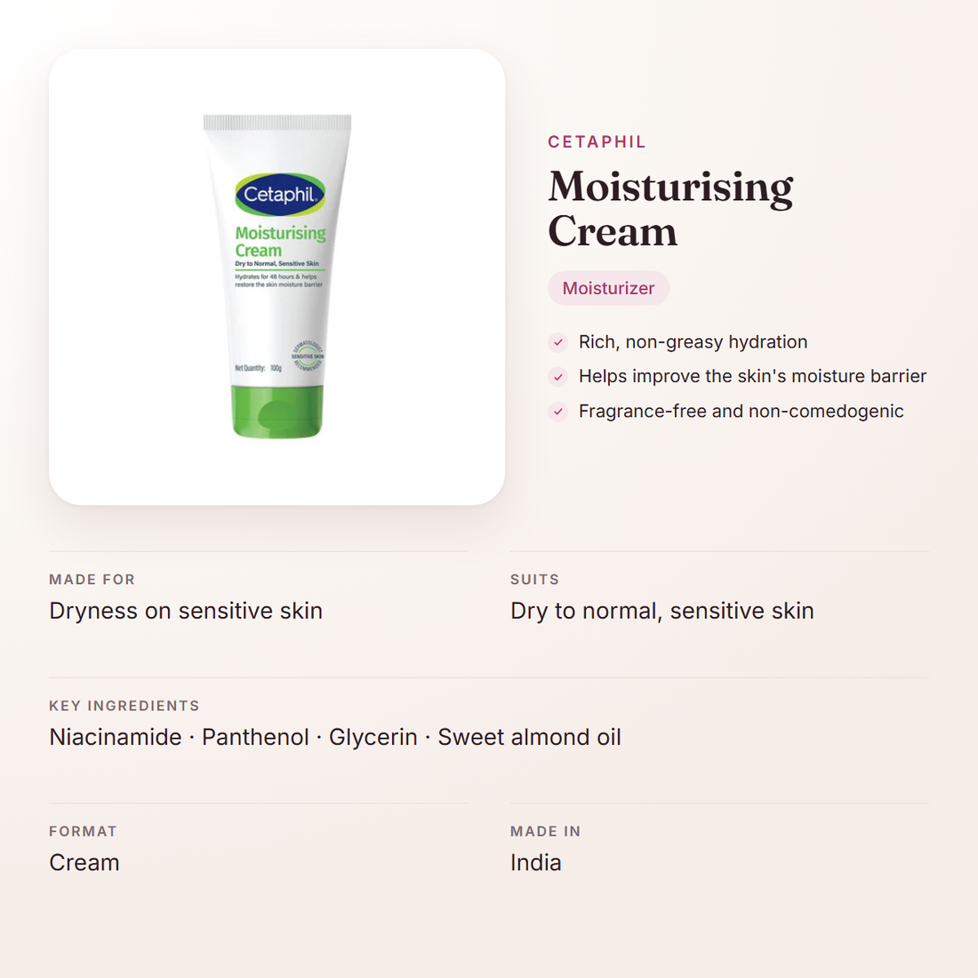 Cetaphil Moisturising Cream – at a glance: what it is for, who it suits and key ingredients