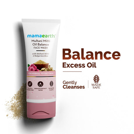 Mamaearth Multani Mitti Face Wash with Multani Mitti & Bulgarian Rose for Oil Control & Acne (100ml)