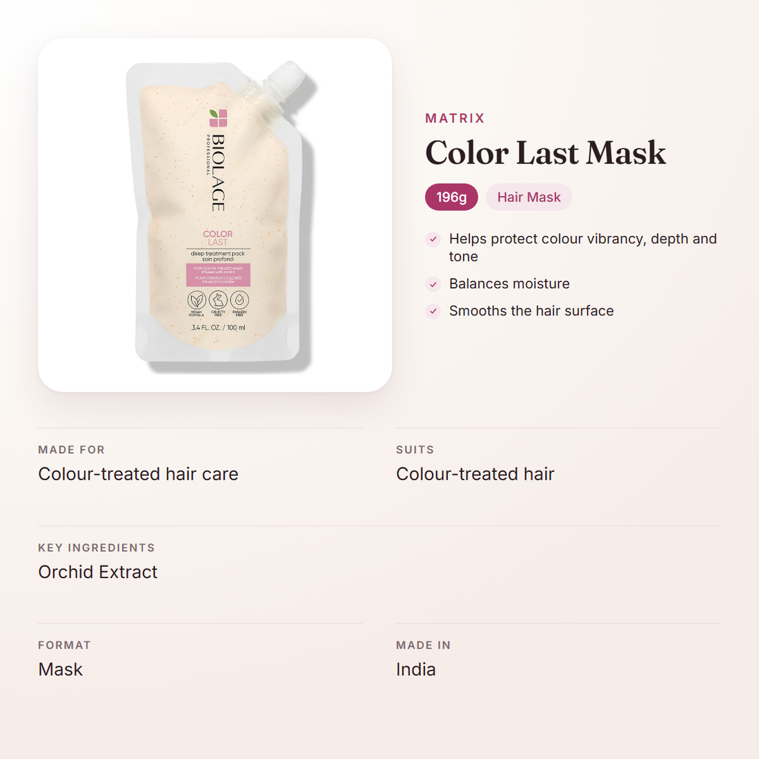 Matrix Color Last Mask (196g) – at a glance: what it is for, who it suits and key ingredients