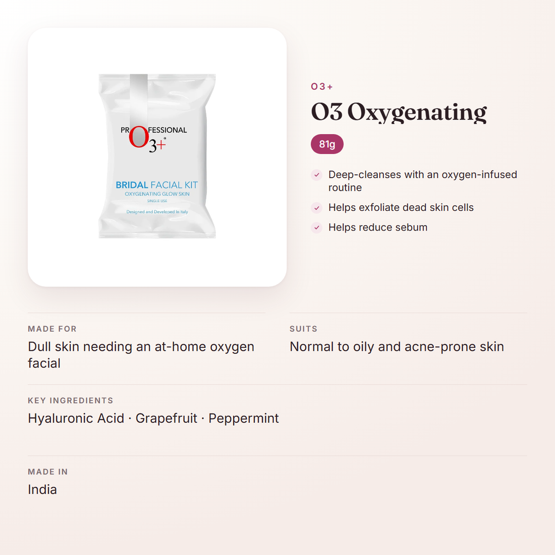 O3+ O3 Oxygenating (81g) – at a glance: what it is for, who it suits and key ingredients