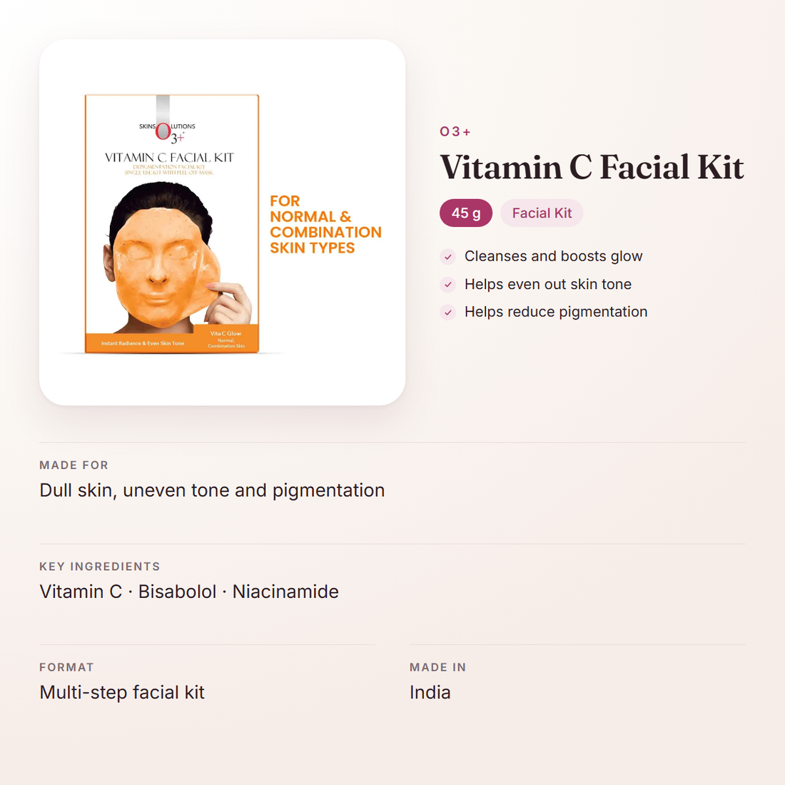 O3+ Vitamin C Facial Kit (45 g) – at a glance: what it is for, who it suits and key ingredients