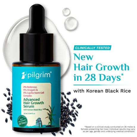 Pilgrim 3% Redensyl & 4% Anagain Advanced Hair Growth Serum with Rosemary & Korean Black Rice