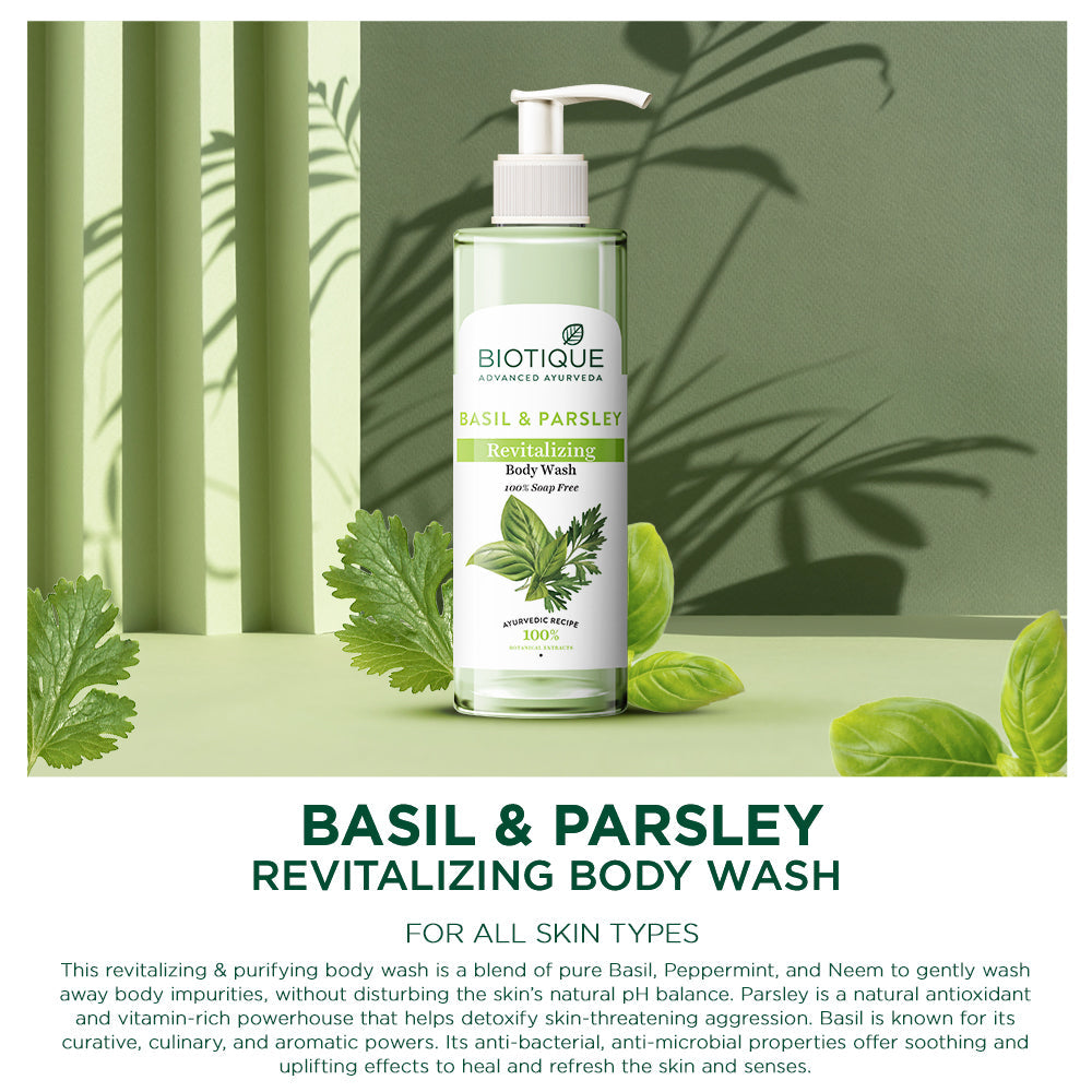 Biotique Bio Basil & Parsley Revitalizing Body Wash (200ml) – photo 3