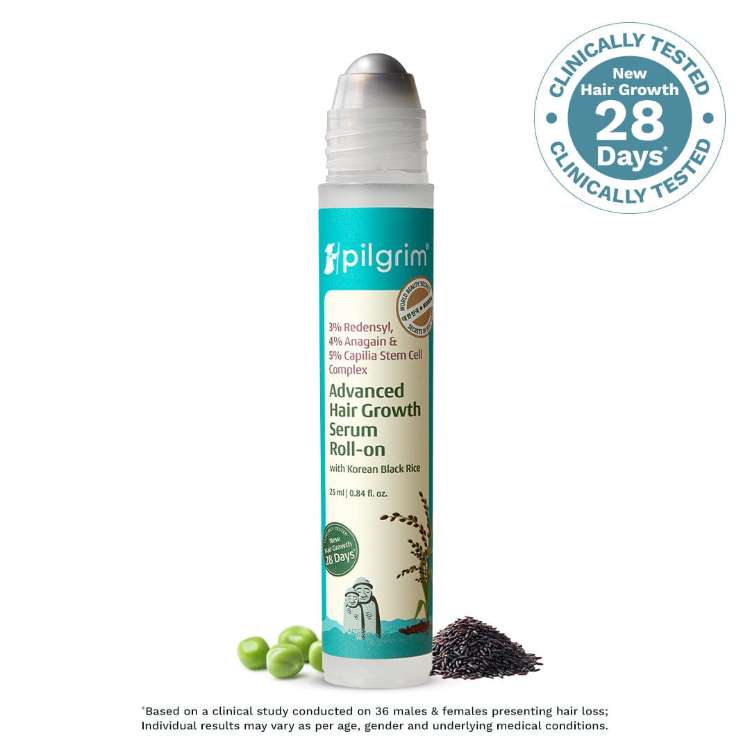 Pilgrim 3% Redensyl, 4% Anagain & 5% Capilia Stem Cell Complex Advanced Hair Growth Serum Roll-On (25ml)