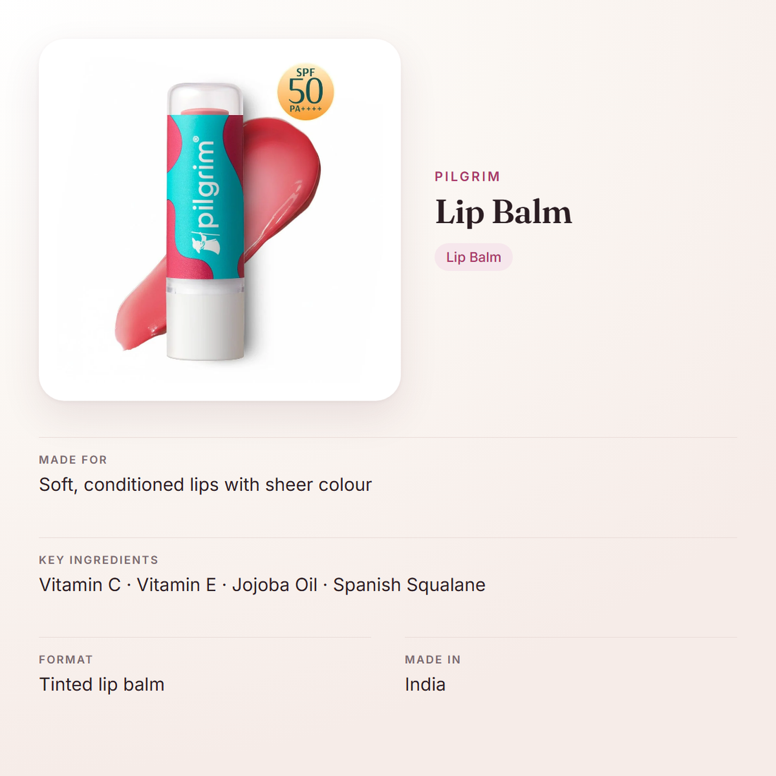 Pilgrim Lip Balm – at a glance: what it is for, who it suits and key ingredients