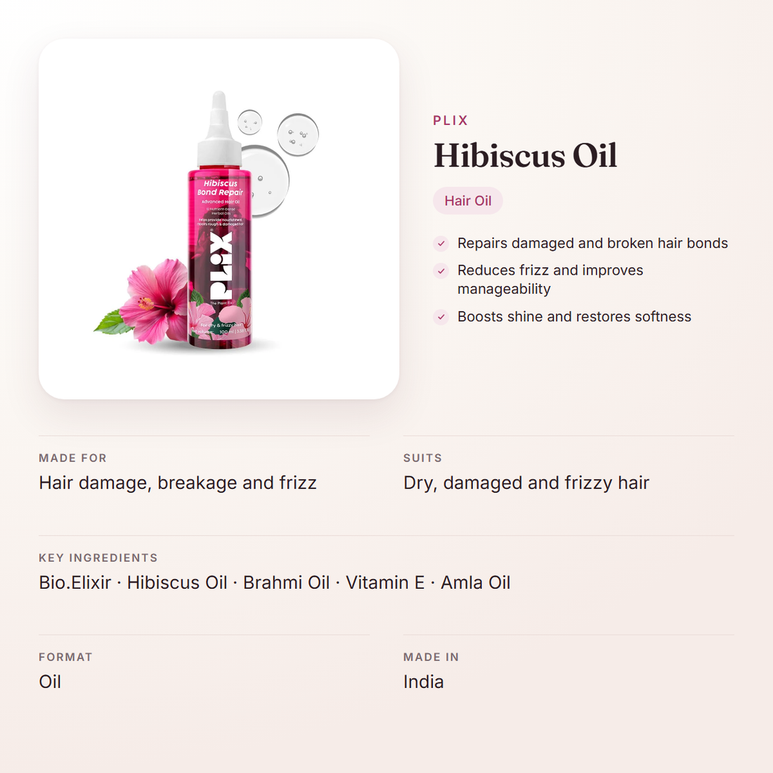 Plix Hibiscus Oil – at a glance: what it is for, who it suits and key ingredients