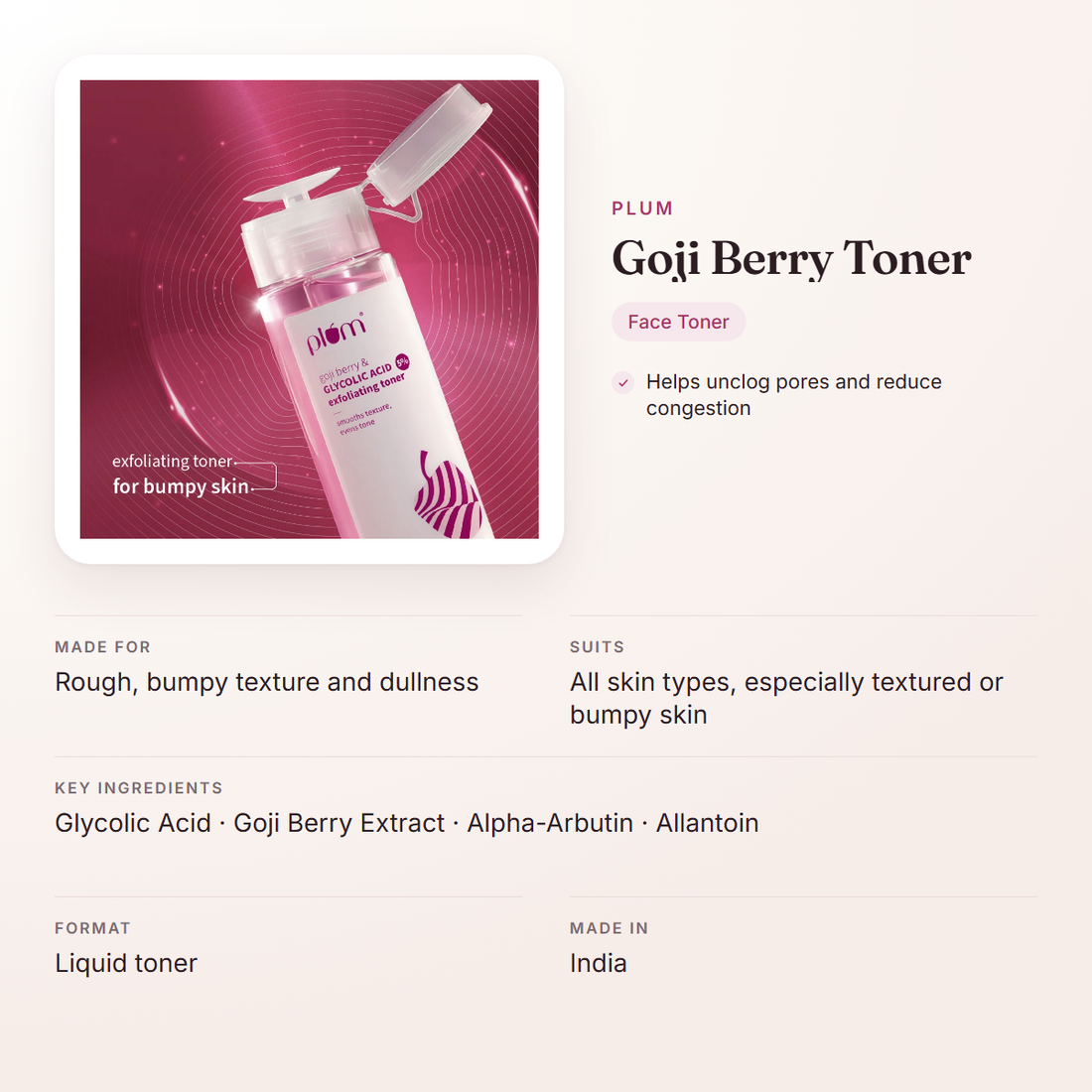 Plum Goji Berry Toner – at a glance: what it is for, who it suits and key ingredients