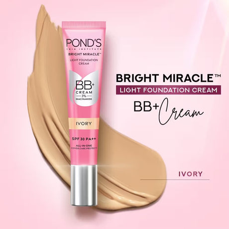 Pond's Bright Miracle BB+ Cream with 3% Niacinamide, SPF 30 PA++ – Ivory (18 g)