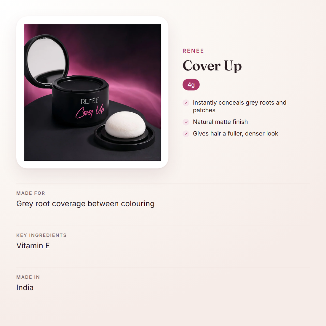 RENEE Cover Up (4g) – at a glance: what it is for, who it suits and key ingredients