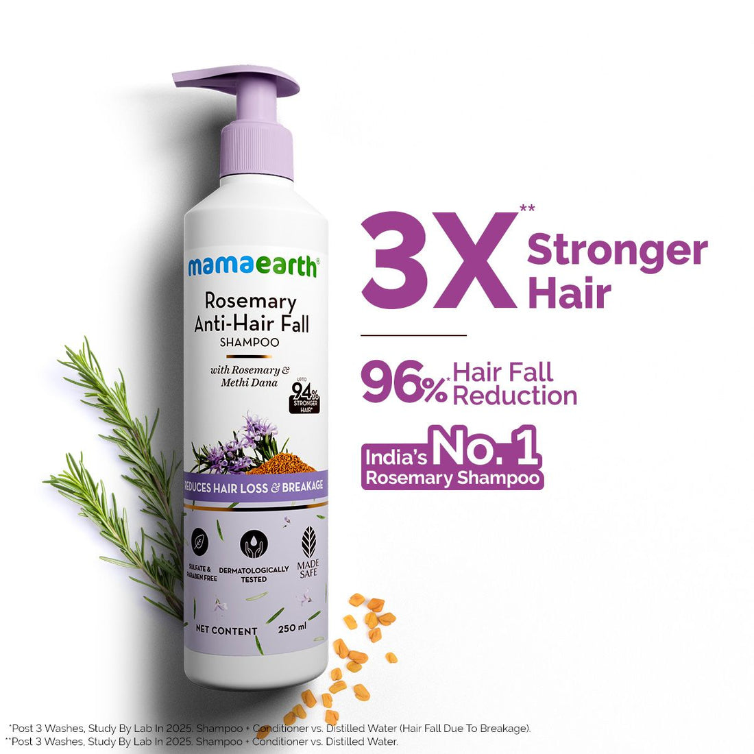 Mamaearth Rosemary Anti-Hair Fall Shampoo with Rosemary & Methi Dana (250ml) – photo 3