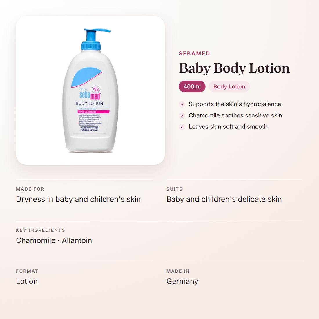 Sebamed Baby Body Lotion (400ml) – at a glance: what it is for, who it suits and key ingredients