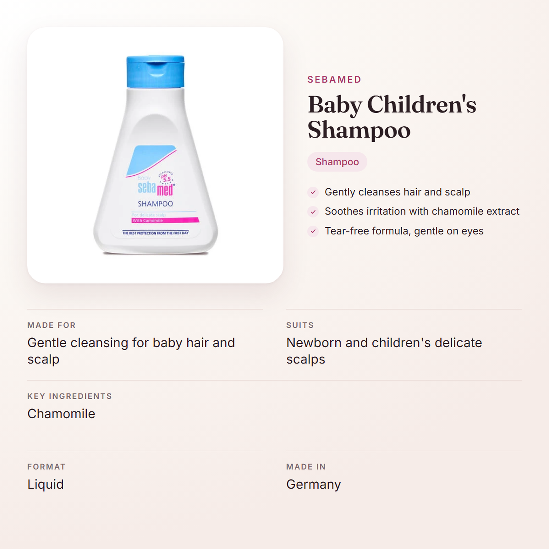 Sebamed Baby Children's Shampoo – at a glance: what it is for, who it suits and key ingredients
