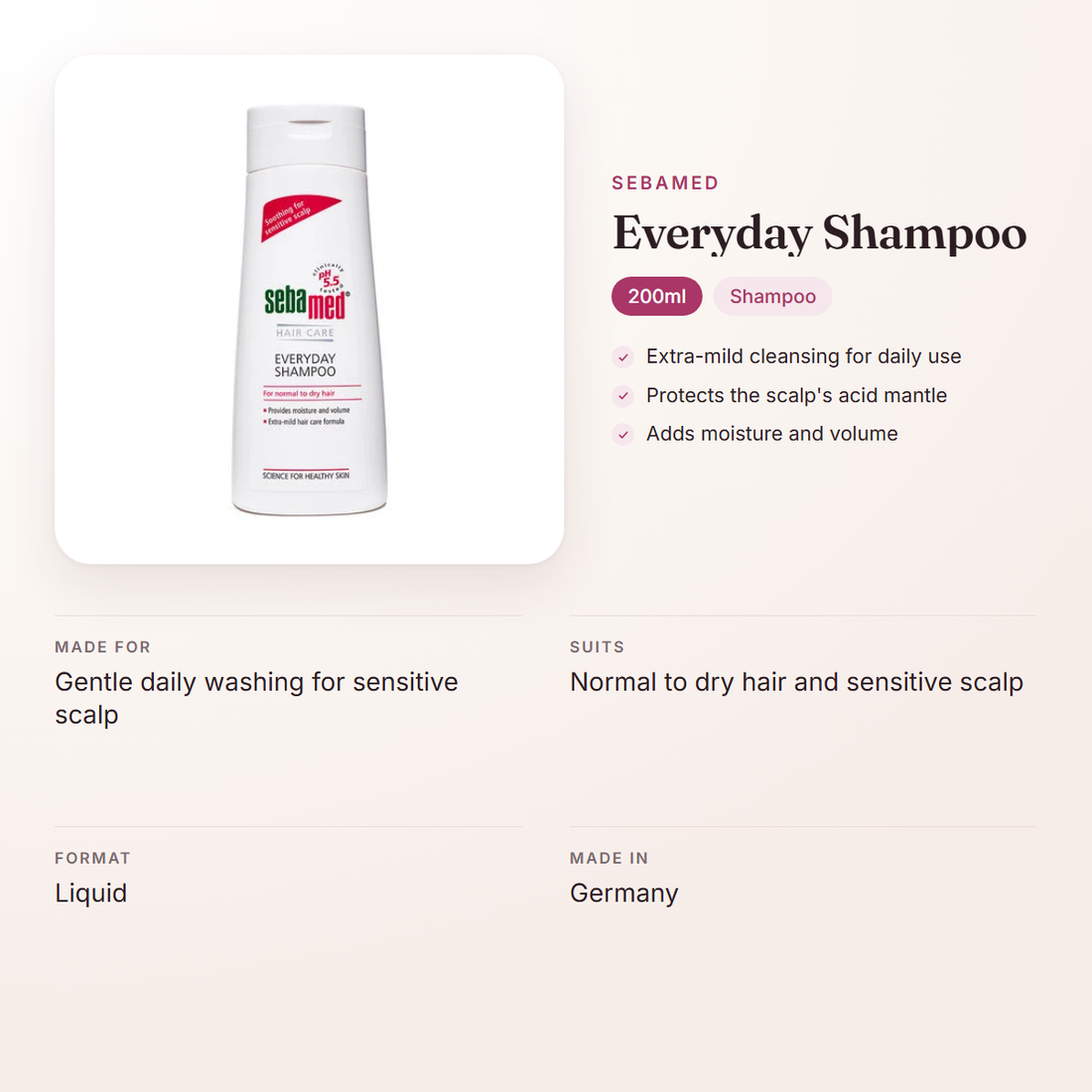 Sebamed Everyday Shampoo (200ml) – at a glance: what it is for, who it suits and key ingredients