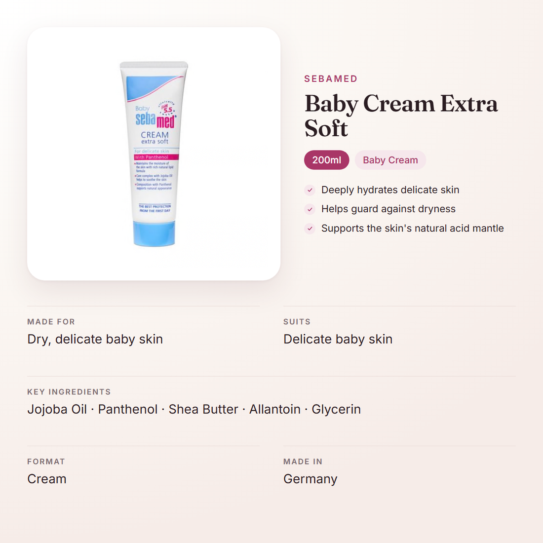 Sebamed Baby Cream Extra Soft (200ml) – at a glance: what it is for, who it suits and key ingredients