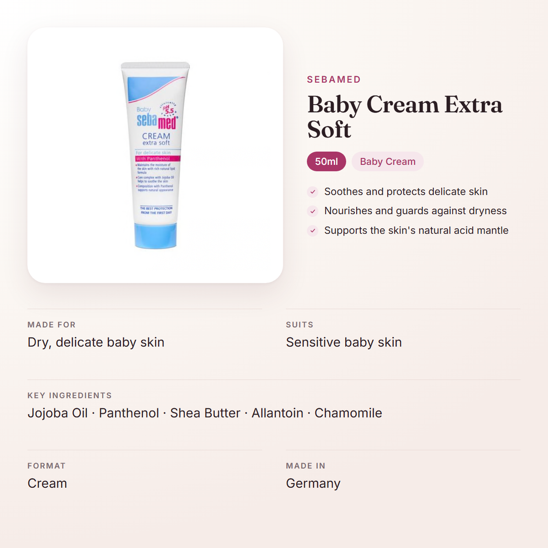 Sebamed Baby Cream Extra Soft (50ml) – at a glance: what it is for, who it suits and key ingredients