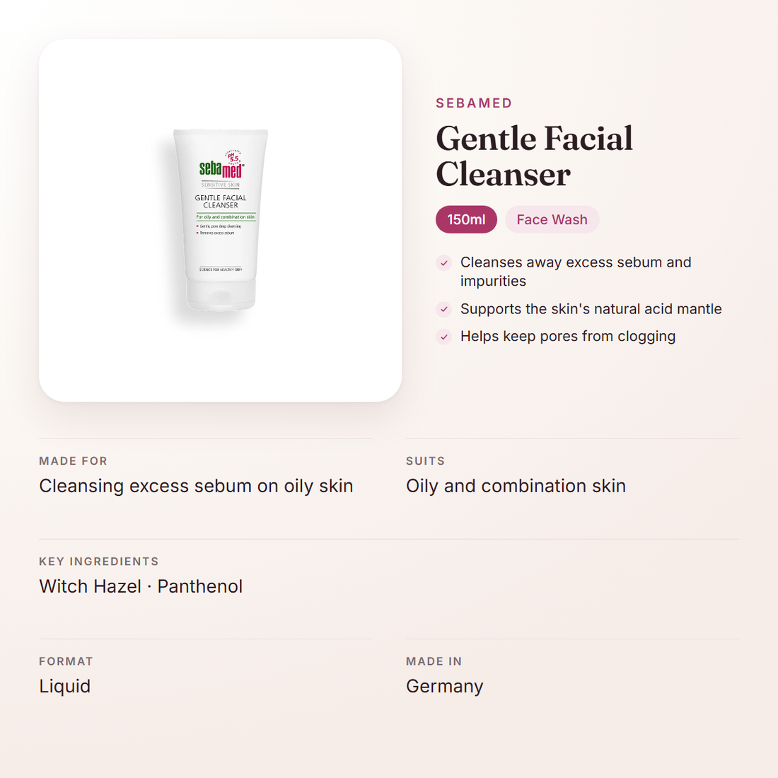 Sebamed Gentle Facial Cleanser (150ml) – at a glance: what it is for, who it suits and key ingredients