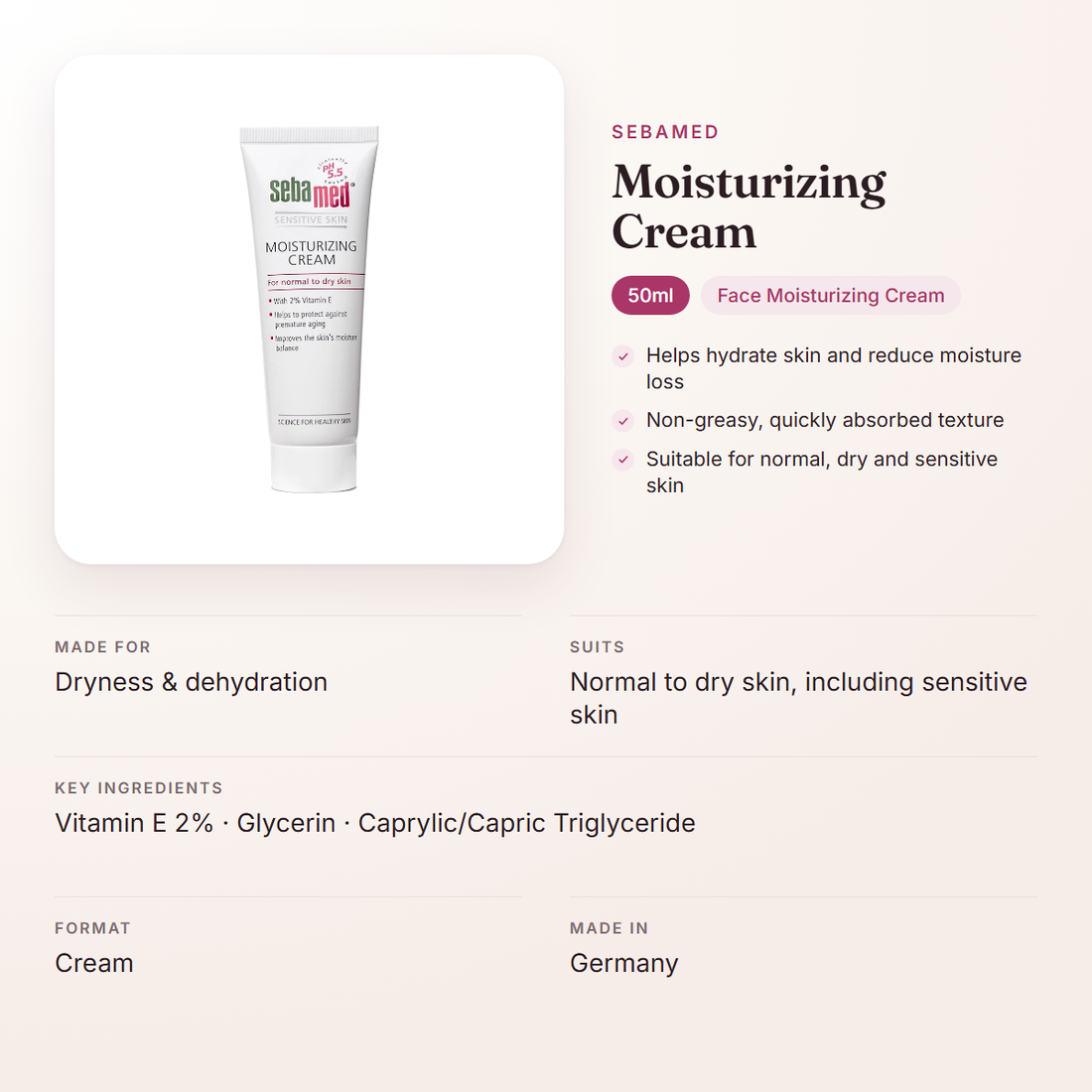Sebamed Moisturizing Cream (50ml) – at a glance: what it is for, who it suits and key ingredients