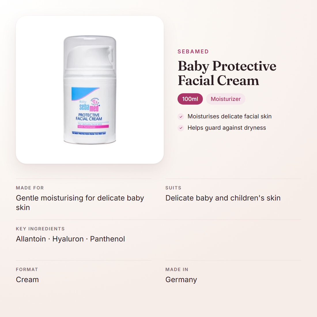 Sebamed Baby Protective Facial Cream (100ml) – at a glance: what it is for, who it suits and key ingredients