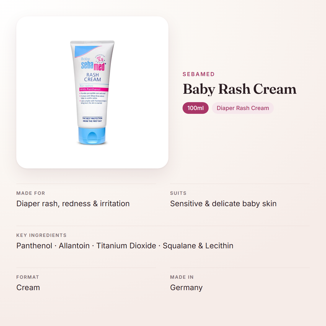 Sebamed Baby Rash Cream (100ml) – at a glance: what it is for, who it suits and key ingredients