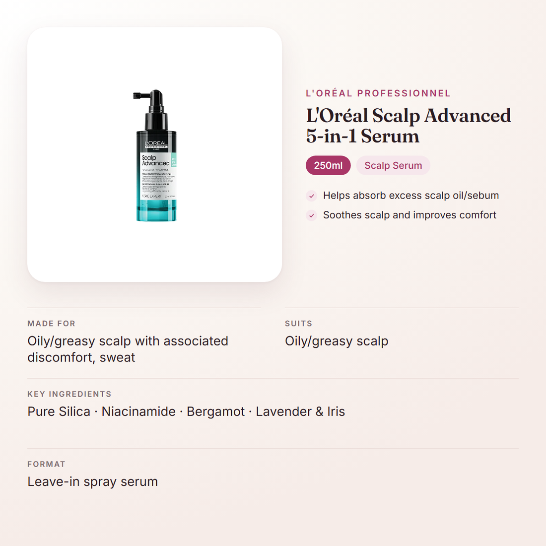 L'Oréal Professionnel L'Oréal Scalp Advanced 5-in-1 Serum (250ml) – at a glance: what it is for, who it suits and key ingredients