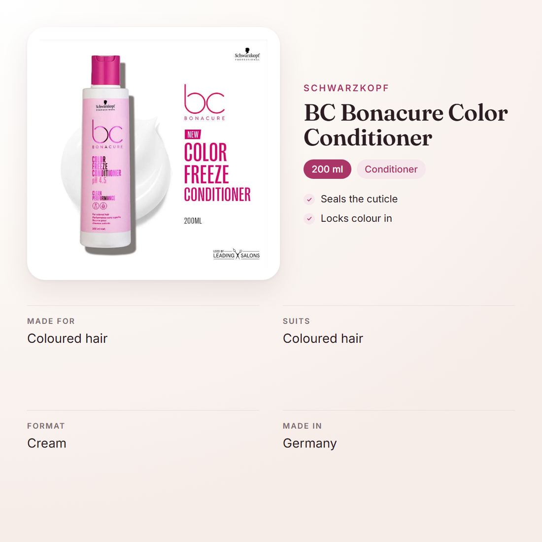 Schwarzkopf BC Bonacure Color Conditioner (200 ml) – at a glance: what it is for, who it suits and key ingredients