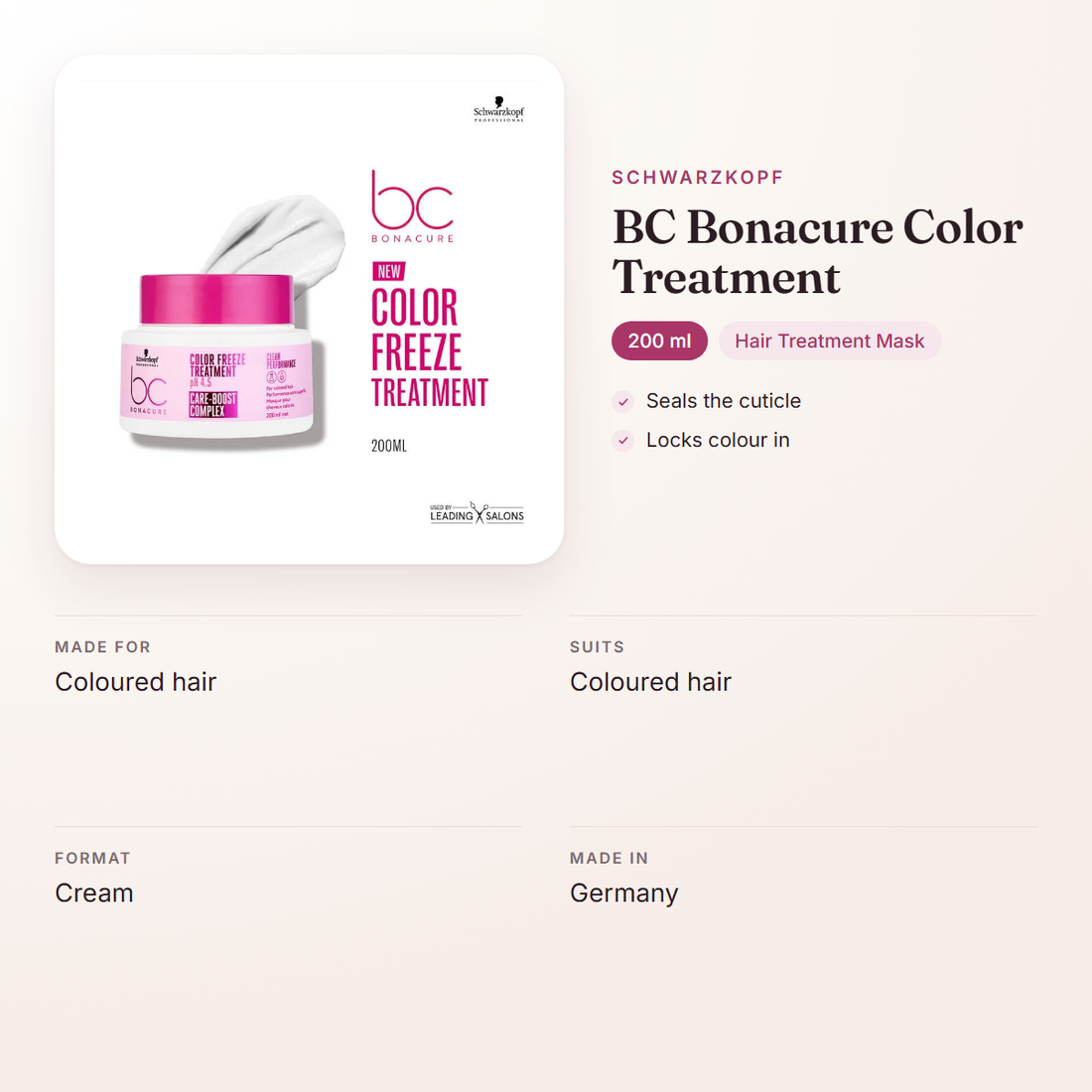 Schwarzkopf BC Bonacure Color Treatment (200 ml) – at a glance: what it is for, who it suits and key ingredients
