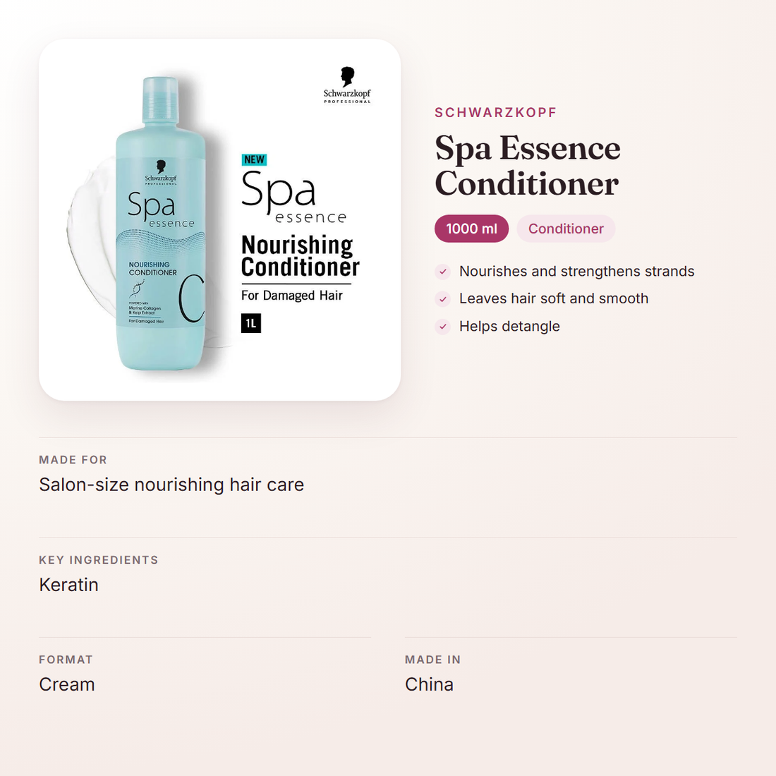 Schwarzkopf Spa Essence Conditioner (1000 ml) – at a glance: what it is for, who it suits and key ingredients