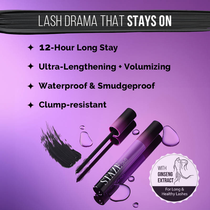 STAZE 9to9 All Eyes On You Volumizing & Lengthening Tubing Mascara – 01 Blackest Black (5 ml) – image 3