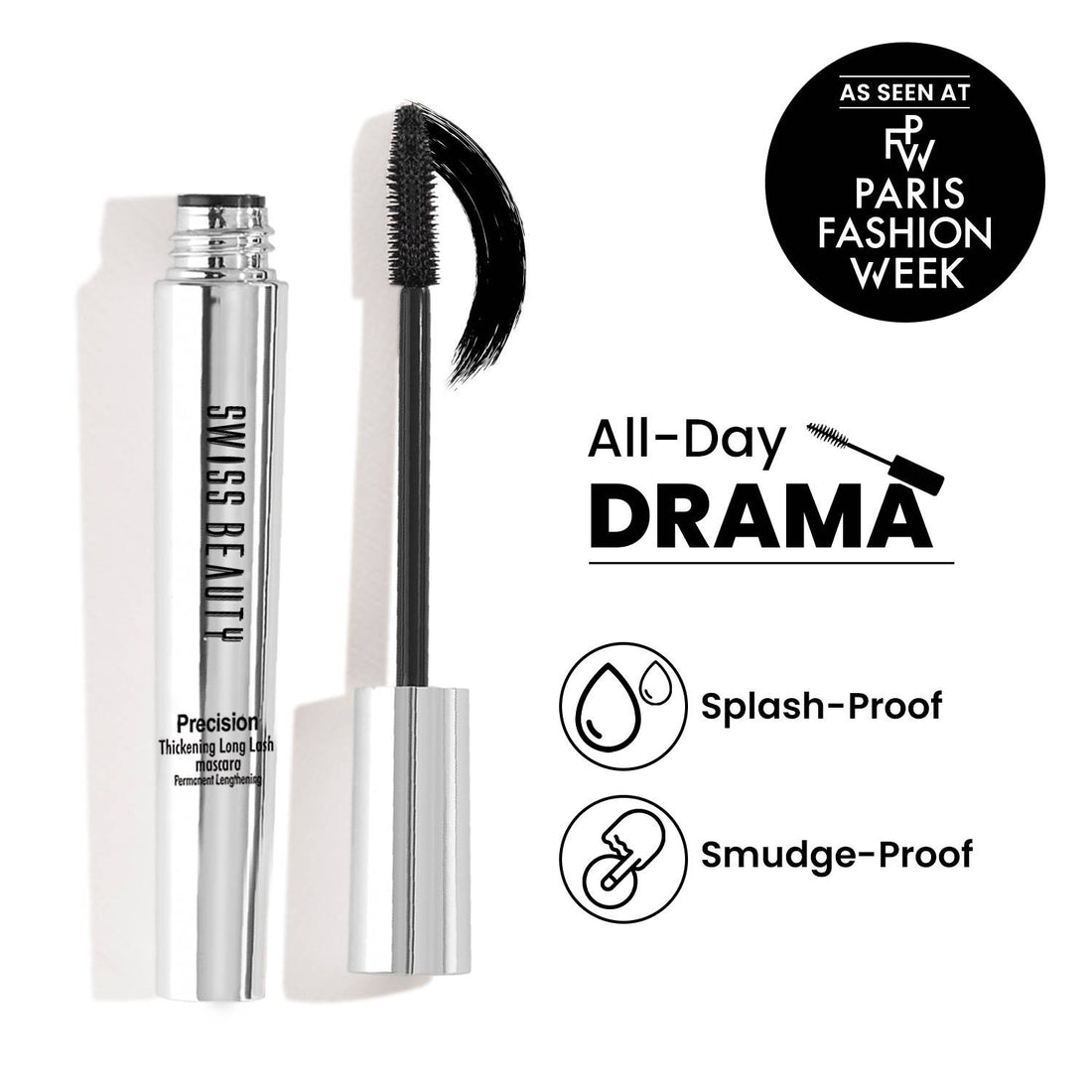 Swiss Beauty Precision Thickening Long Lash Waterproof Mascara – Black (10 ml) – image 2