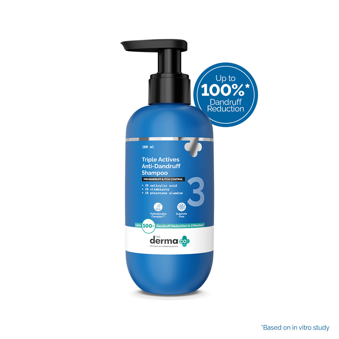The Derma Co Triple Actives Anti-Dandruff Shampoo, 200 ml pump bottle