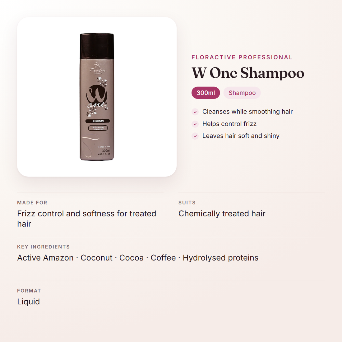 Floractive Professional W One Shampoo (300ml) – at a glance: what it is for, who it suits and key ingredients