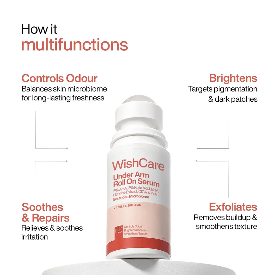WishCare Under Arm Roll On Serum – Vanilla Dreams (50 ml) – image 2