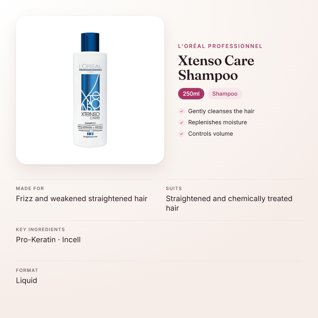 L'Oréal Professionnel Xtenso Care Shampoo (250ml) – at a glance: what it is for, who it suits and key ingredients